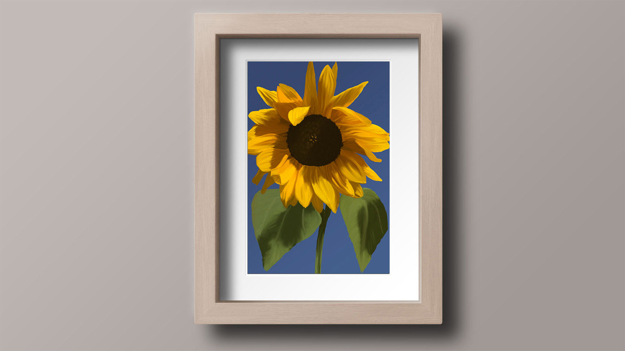 This pastel sunflower painting was created digitally using Photoshop.
